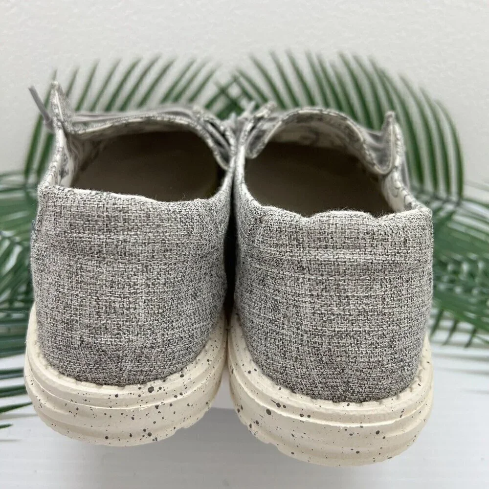 HEYDUDE Wendy Women's Linen Lace Up Loafer Shoes Size 10 Iron Gray